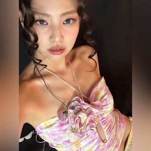 Magda butrym Jennie blackpink flower pink halter top size small